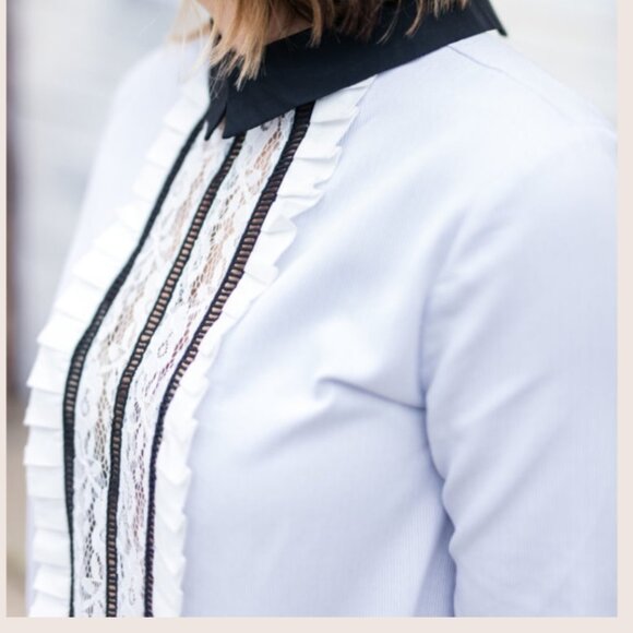 ENGLISH FACTORY Drop Waist Lace Front Mini Shirt Dress sz M - Picture 10 of 11